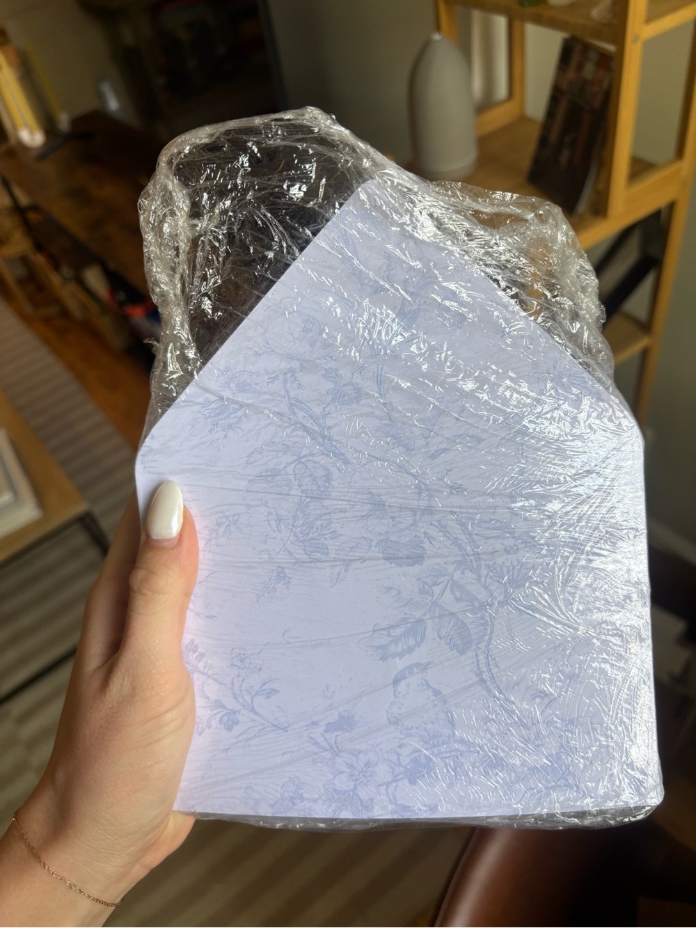 119 count dusty blue rose toile envelope liner - A7 Euro Flap Envelope Liner